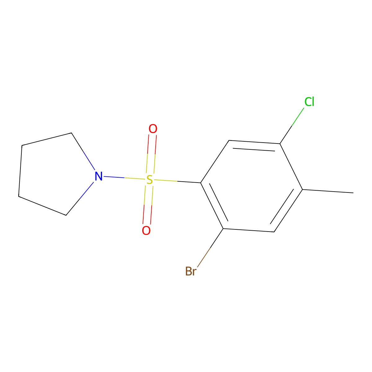 1-[(2-Bromo-5-chloro-4-methylphenyl)sulfonyl]pyrrolidine molecular structure, CAS 1246822-60-5
