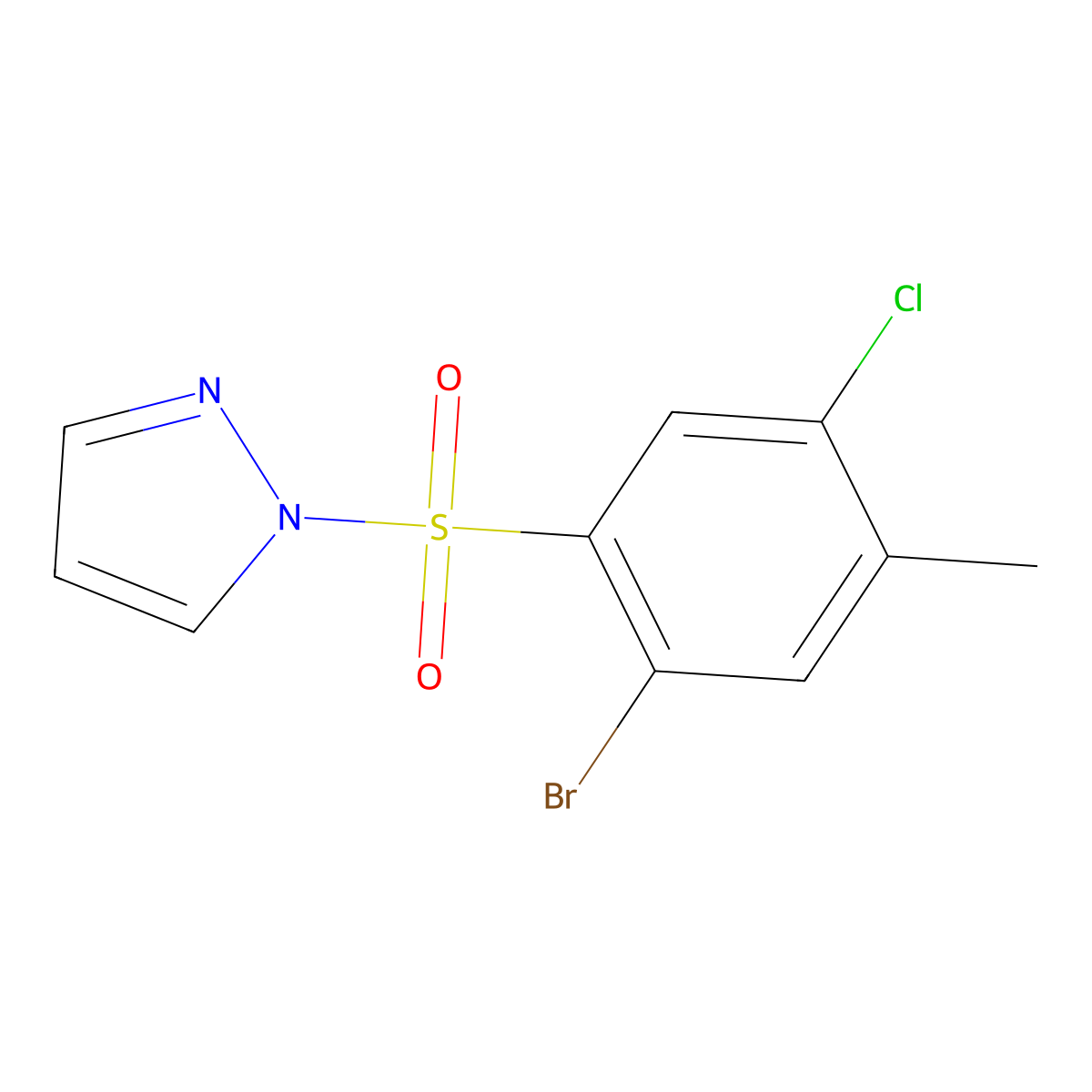 1-(2-bromo-5-chloro-4-methylbenzenesulfonyl)-1H-pyrazole molecular structure, CAS 1246822-63-8