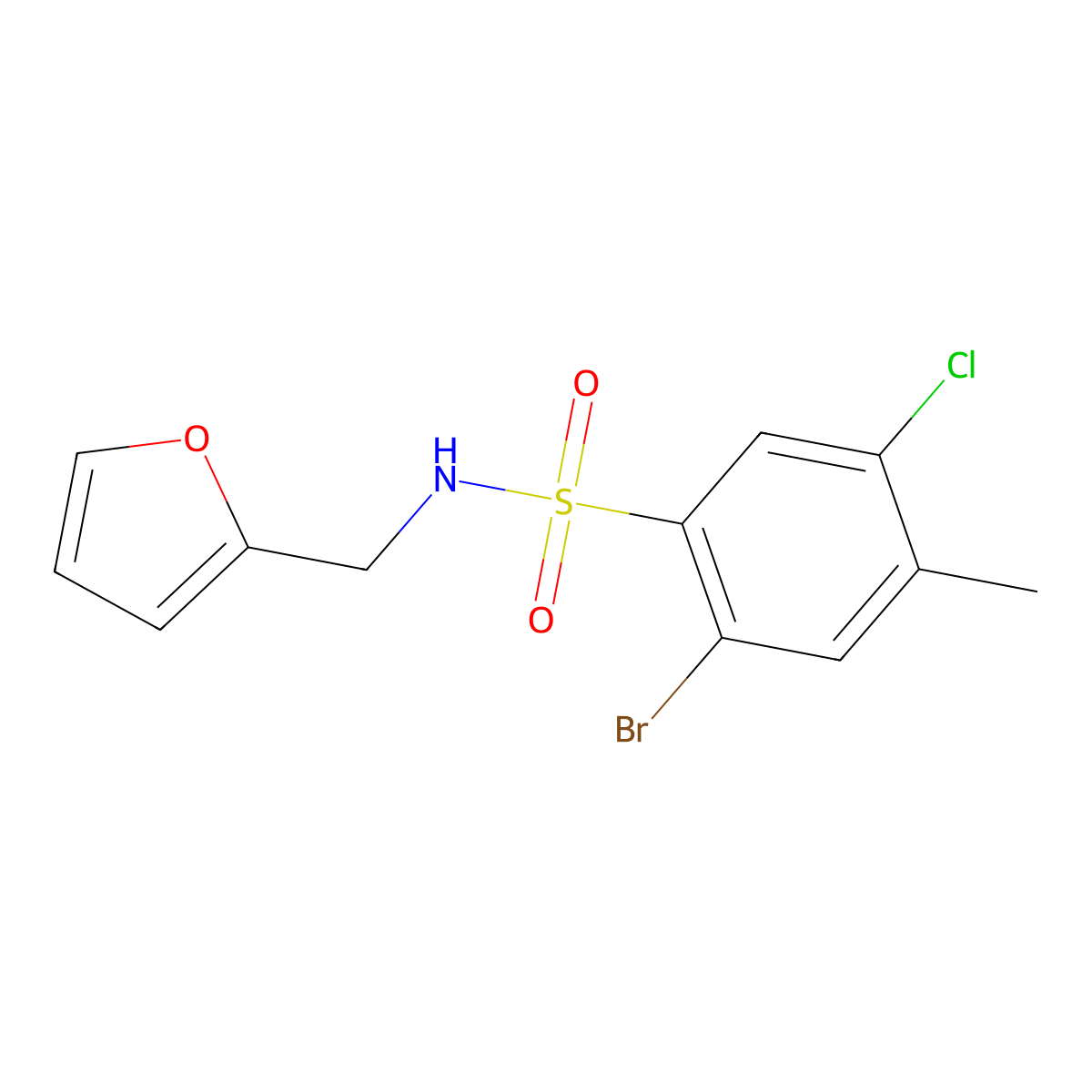 [(2-Bromo-5-chloro-4-methylphenyl)sulfonyl](2-furylmethyl)amine molecular structure, CAS 1246822-66-1