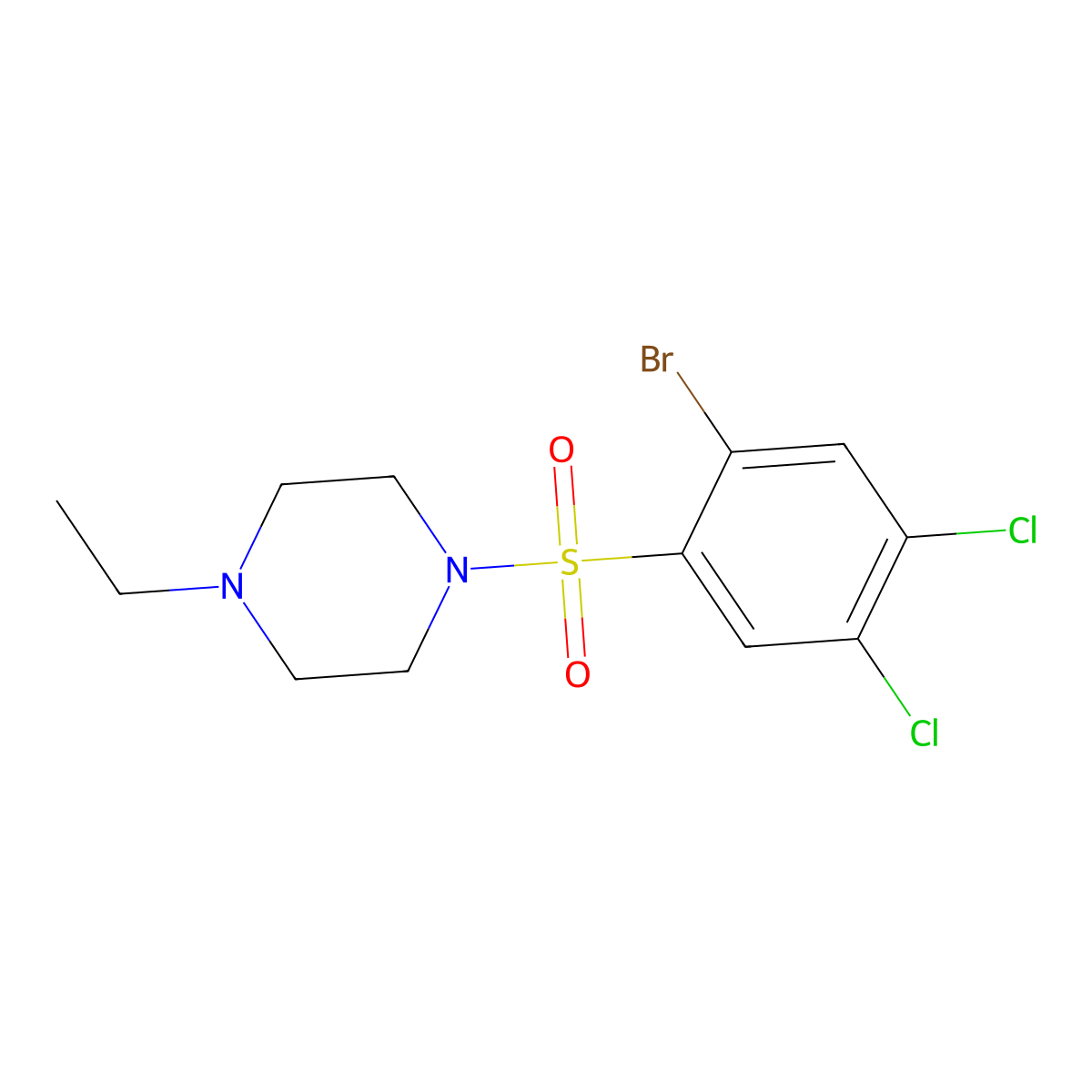 2-Bromo-4,5-dichloro-1-[(4-ethylpiperazinyl)sulfonyl]benzene molecular structure, CAS 1246822-72-9