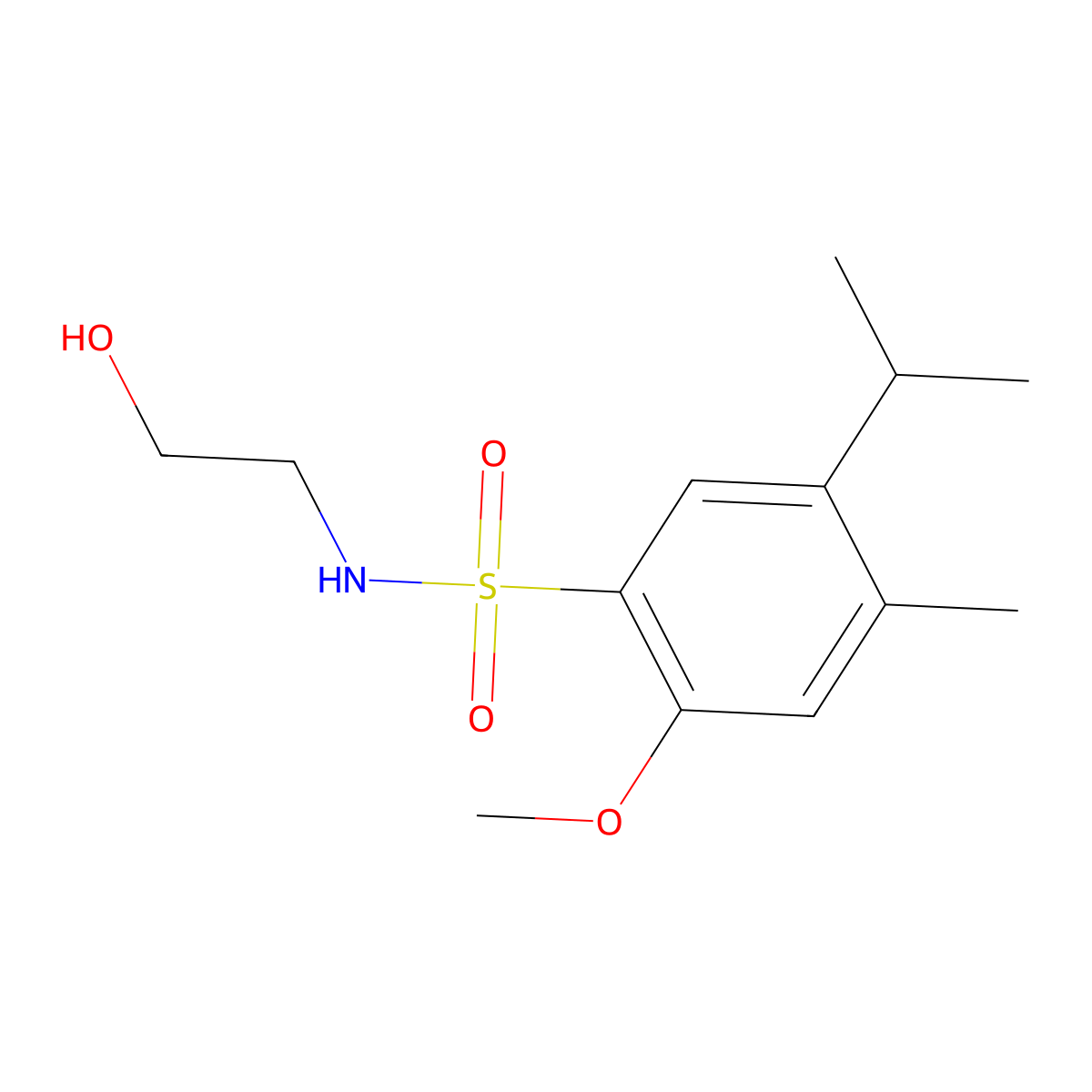 (2-Hydroxyethyl){[2-methoxy-4-methyl-5-(methylethyl)phenyl]sulfonyl}amine molecular structure, CAS 1246822-77-4