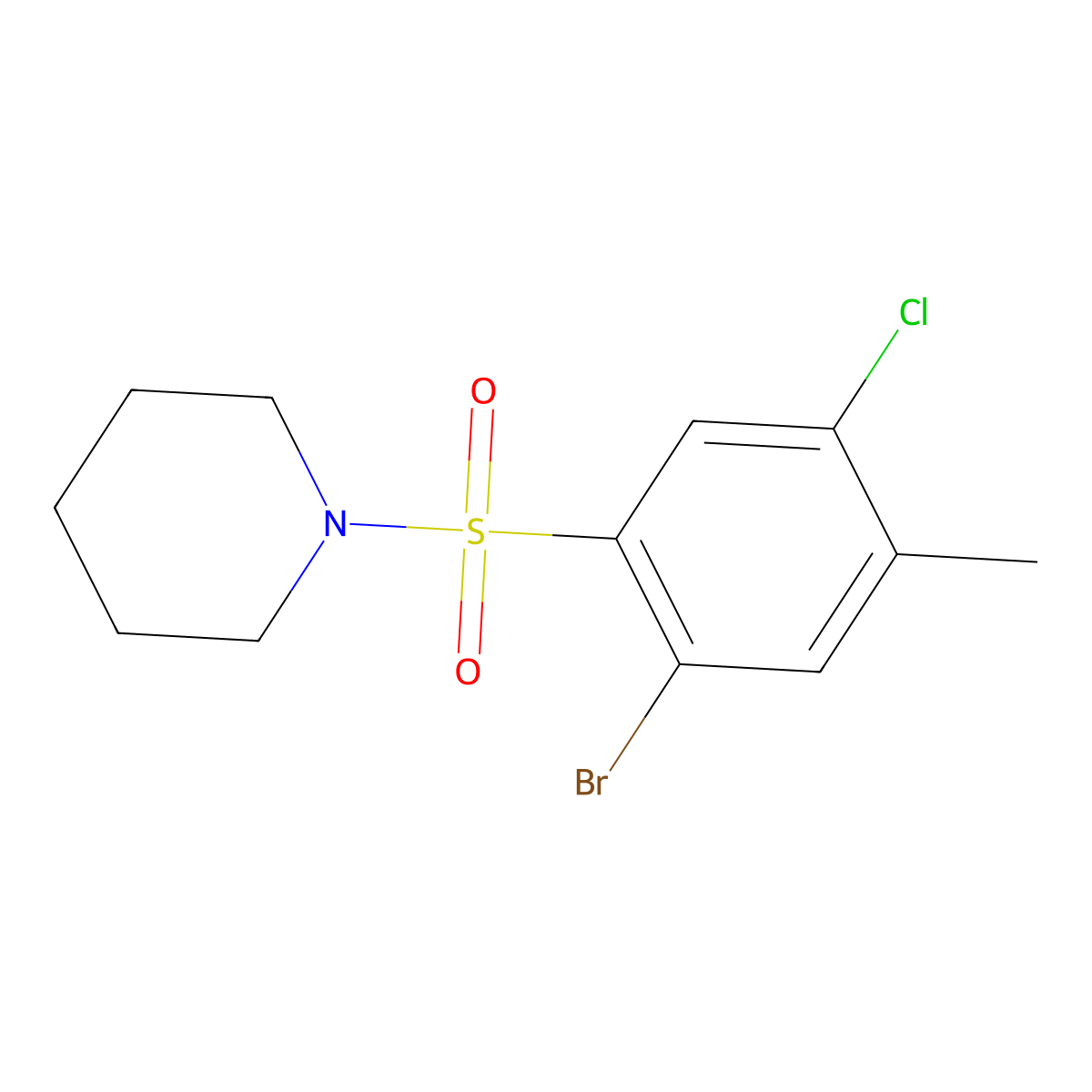 1-(2-Bromo-5-chloro-4-methylbenzenesulfonyl)piperidine molecular structure, CAS 1246822-87-6