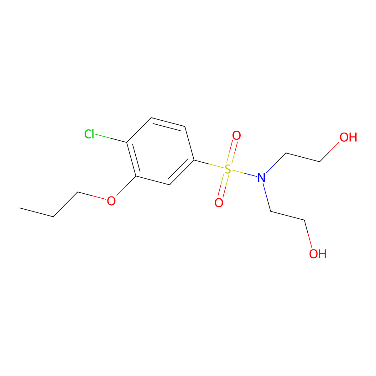 Bis(2-hydroxyethyl)[(4-chloro-3-propoxyphenyl)sulfonyl]amine molecular structure, CAS 1246823-08-4