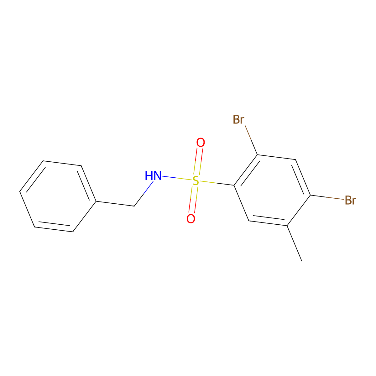 N-benzyl-2,4-dibromo-5-methylbenzenesulfonamide molecular structure, CAS 1246823-36-8