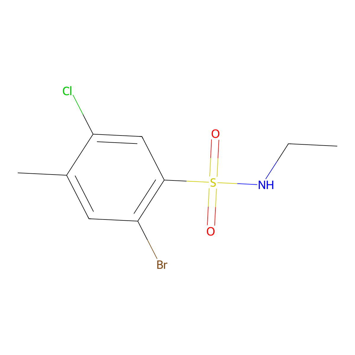2-bromo-5-chloro-N-ethyl-4-methylbenzenesulfonamide molecular structure, CAS 1246823-46-0