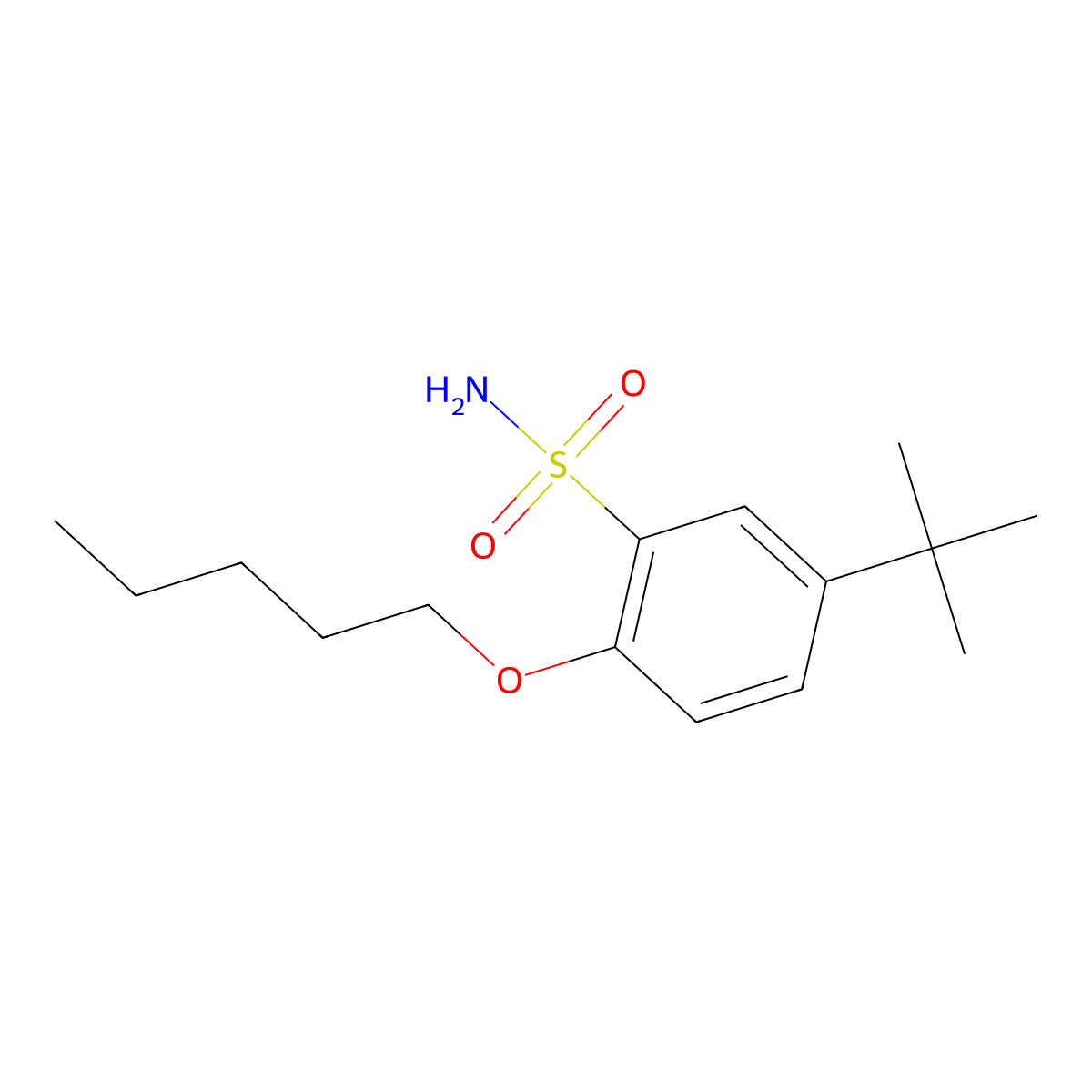 5-Tert-butyl-2-(pentyloxy)benzenesulfonamide molecular structure, CAS 1246823-71-1