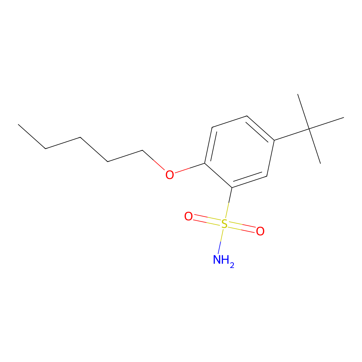 5-Tert-butyl-2-(pentyloxy)benzenesulfonamide molecular structure, CAS 1246823-71-1