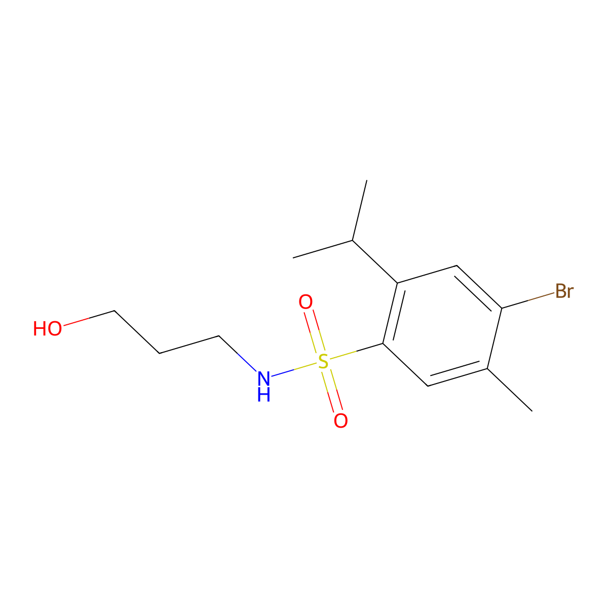 {[4-Bromo-5-methyl-2-(methylethyl)phenyl]sulfonyl}(3-hydroxypropyl)amine molecular structure, CAS 1246823-73-3