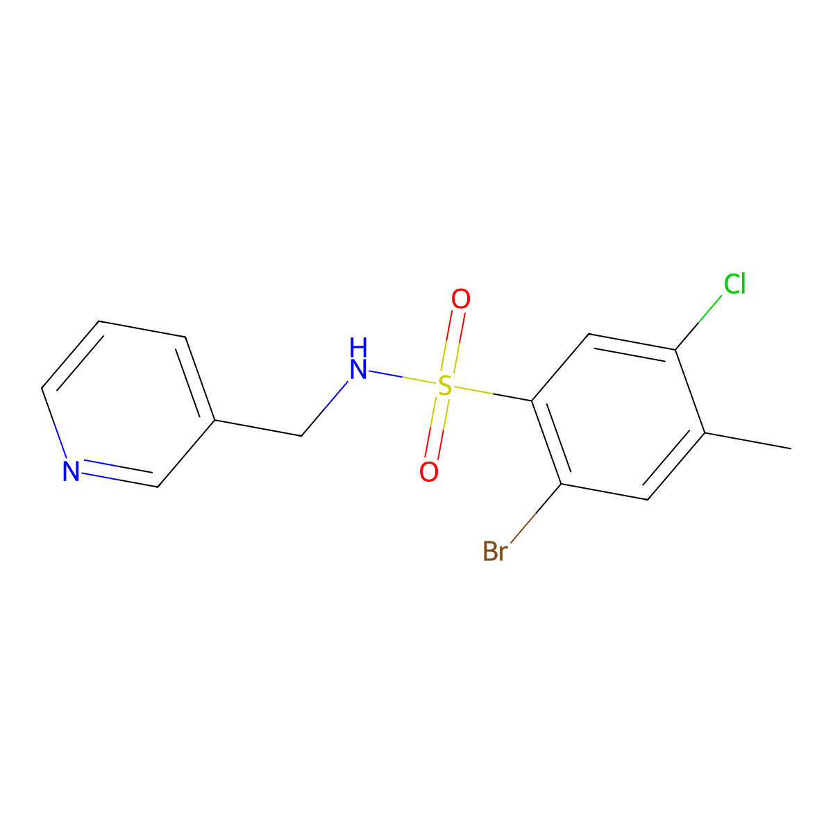 [(2-Bromo-5-chloro-4-methylphenyl)sulfonyl](3-pyridylmethyl)amine molecular structure, CAS 1246823-78-8