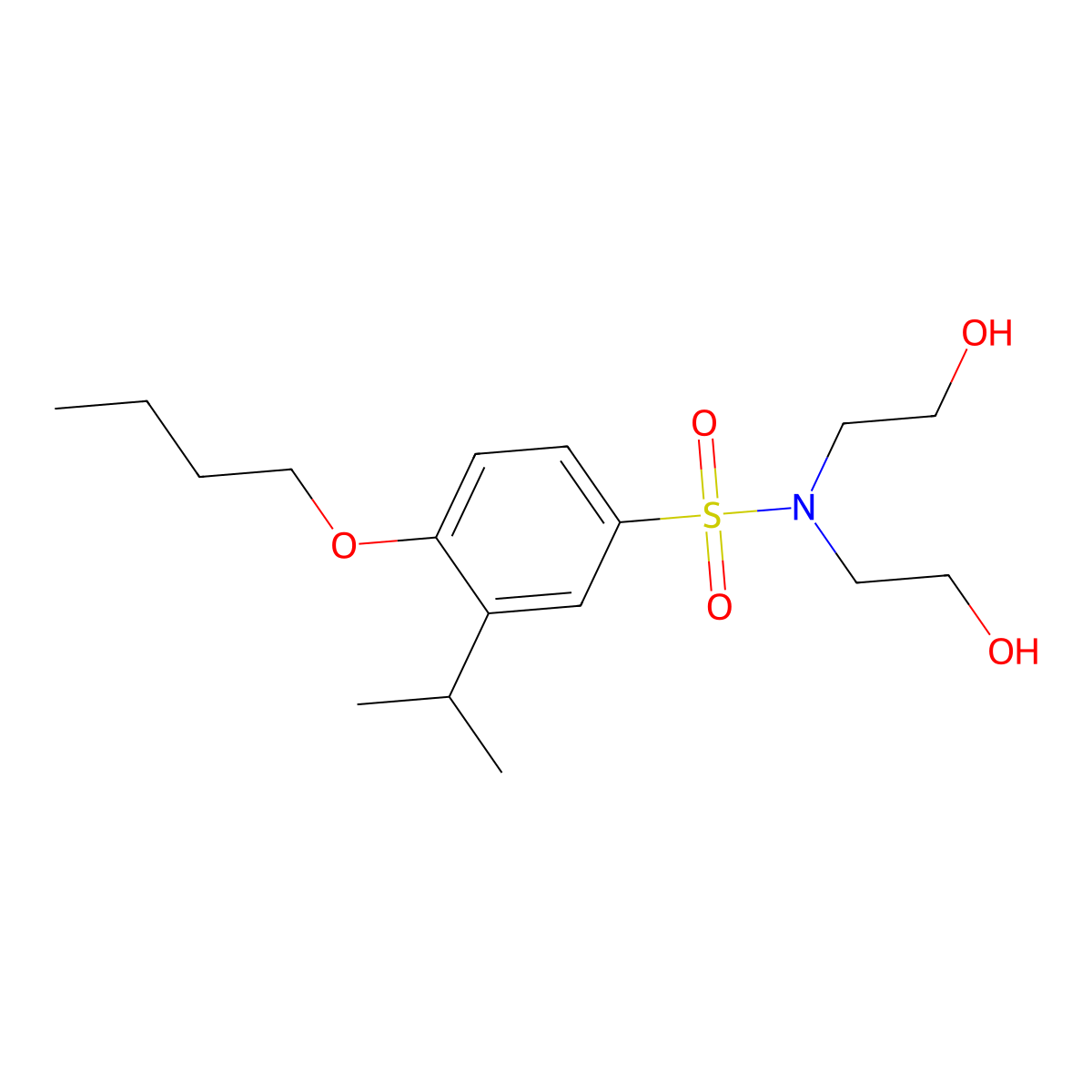Bis(2-hydroxyethyl){[4-butoxy-3-(methylethyl)phenyl]sulfonyl}amine molecular structure, CAS 1246823-96-0