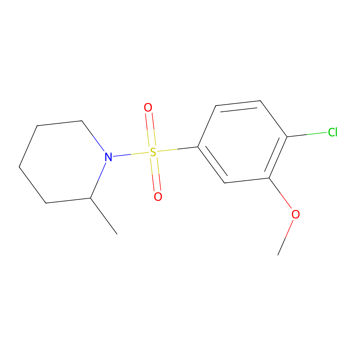 1-(4-Chloro-3-methoxybenzenesulfonyl)-2-methylpiperidine molecular structure, CAS 1246824-03-2