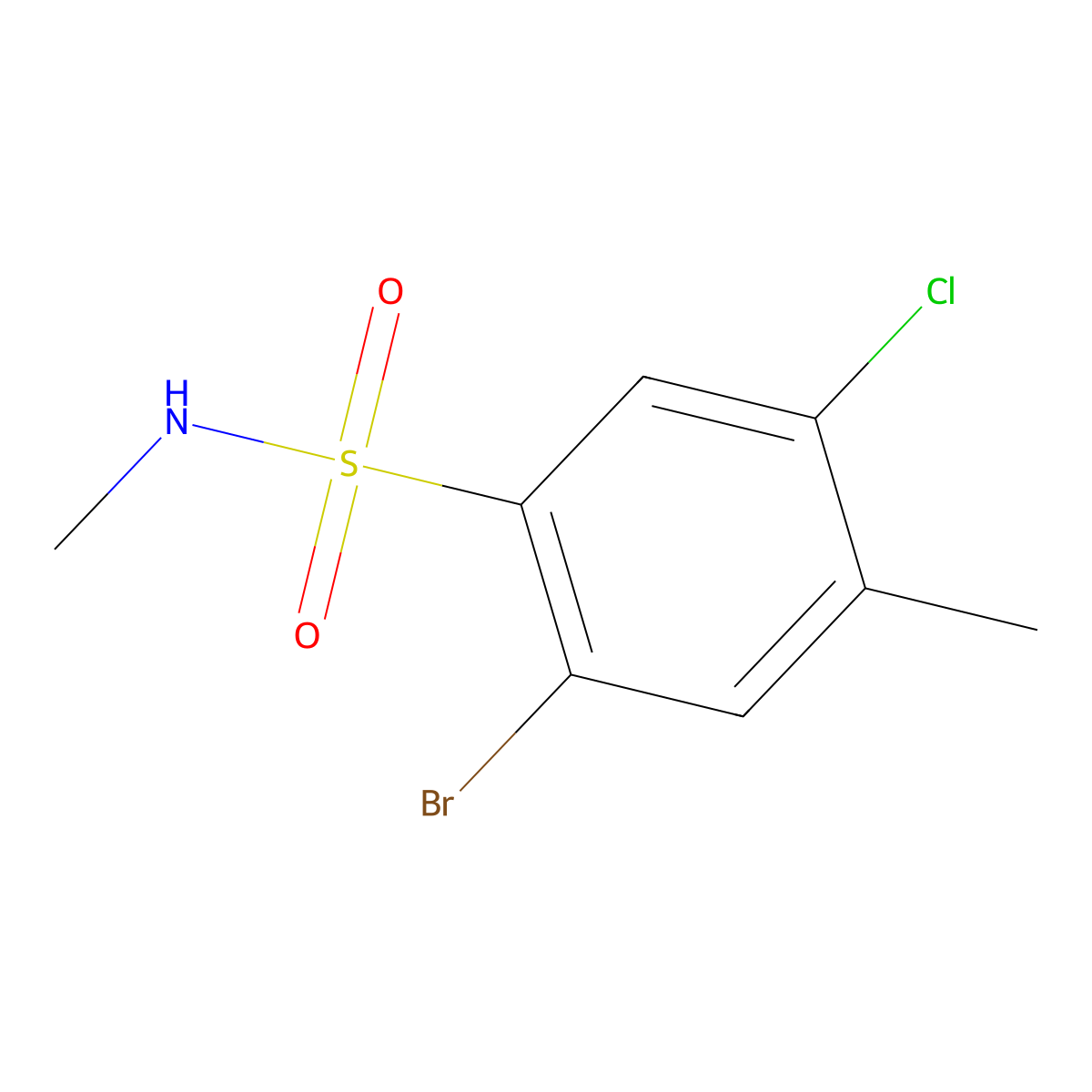 2-Bromo-5-chloro-N,4-dimethylbenzene-1-sulfonamide molecular structure, CAS 1246824-06-5