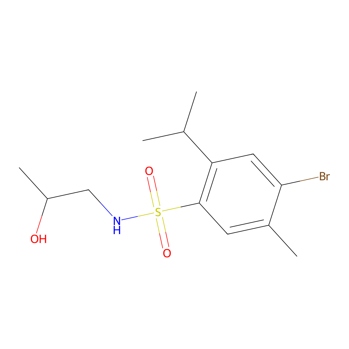 {[4-Bromo-5-methyl-2-(methylethyl)phenyl]sulfonyl}(2-hydroxypropyl)amine molecular structure, CAS 1246824-26-9