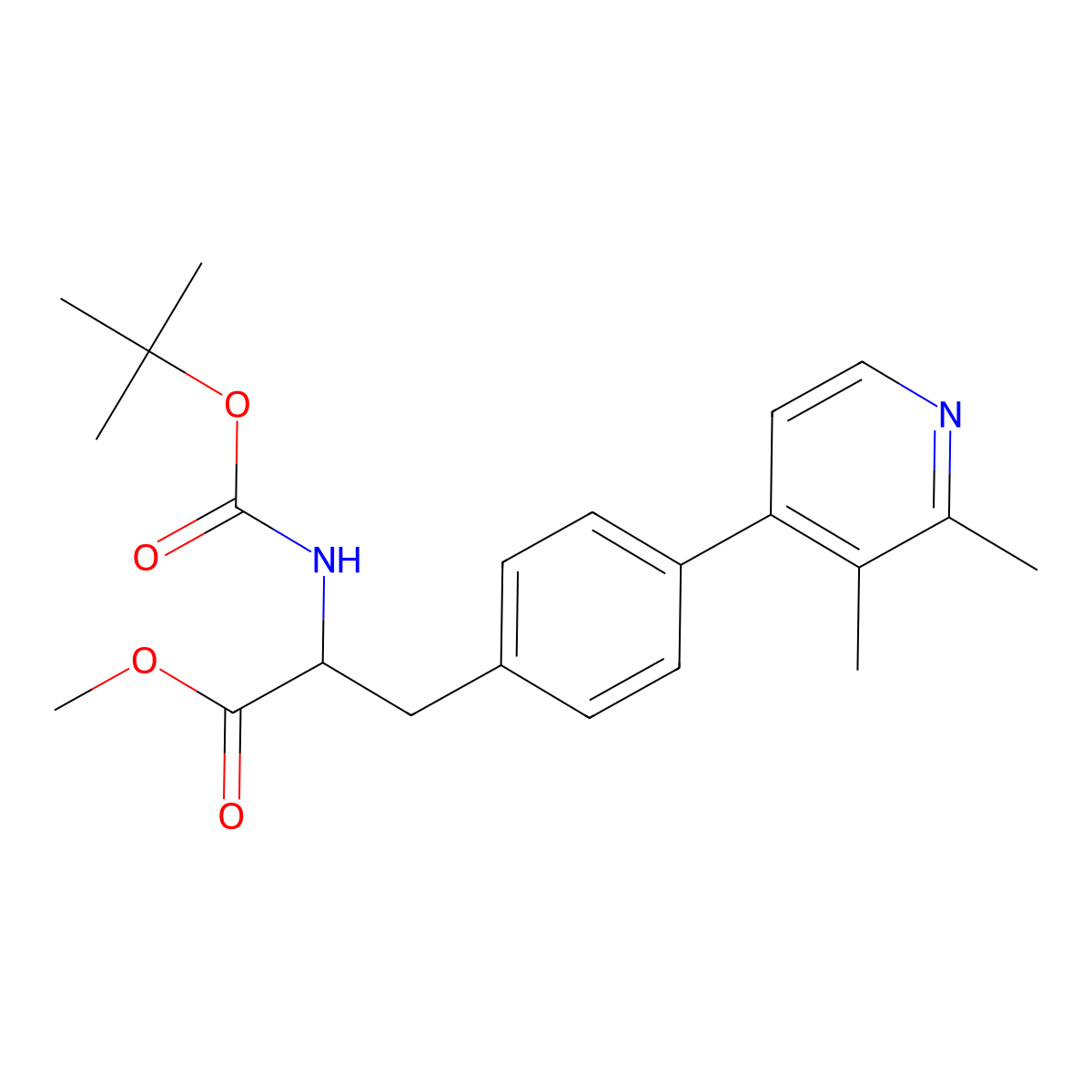 Methyl (s)-2-((tert-butoxycarbonyl)amino)-3-(4-(2,3-dimethylpyridin-4-yl)phenyl)propanoate molecular structure, CAS 1246829-07-1
