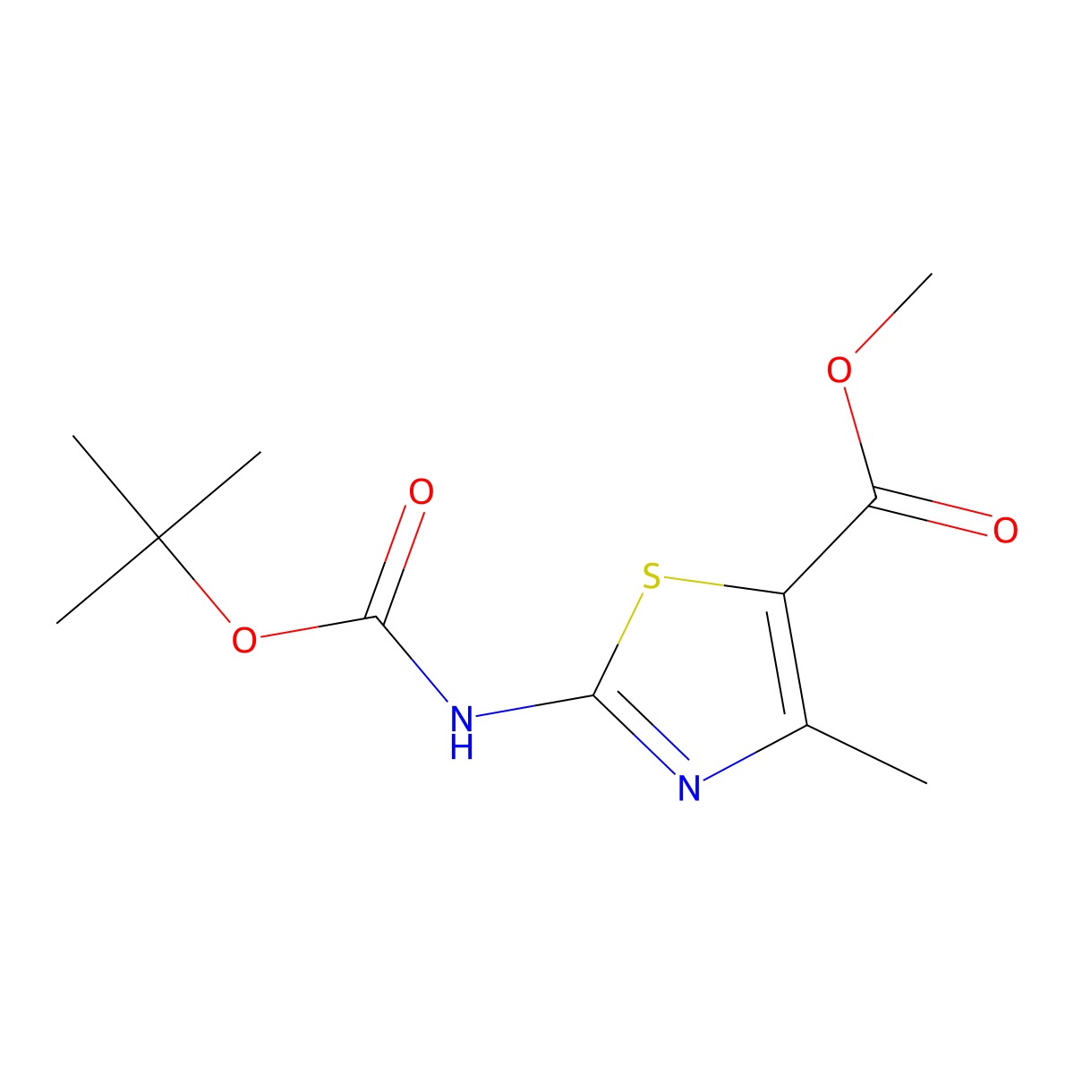 Methyl 2-{[(tert-butoxy)carbonyl]amino}-4-methyl-1,3-thiazole-5-carboxylate molecular structure, CAS 1246829-22-0