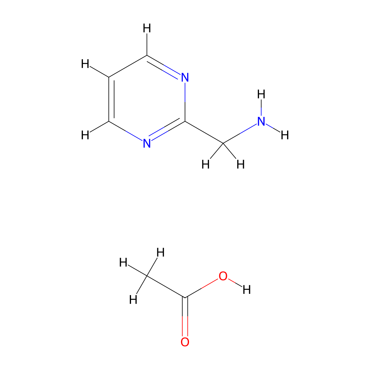 Pyrimidin-2-ylmethanamine acetate molecular structure, CAS 1246834-64-9