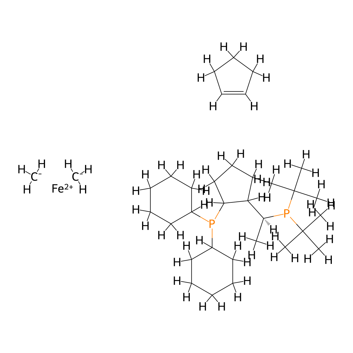 (S)-1-[(Rp)-2-(Dicyclohexylphosphino)ferrocenyl]ethyldi-tert-butylphosphine molecular structure, CAS 1246841-00-8