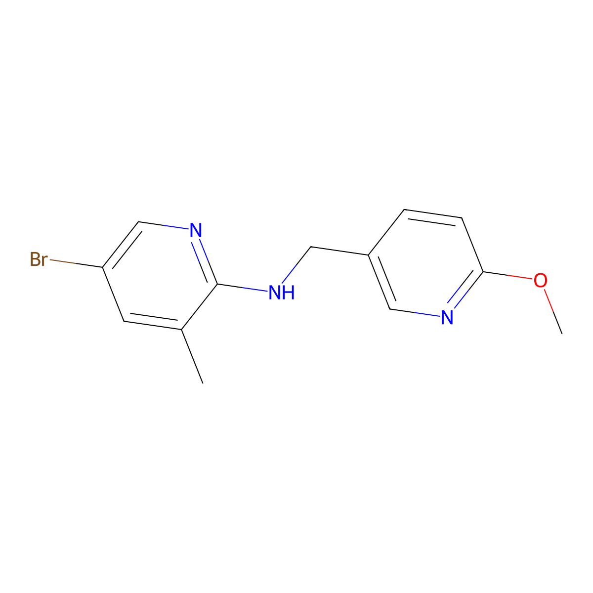 N-(5-bromo-3-methyl-2-pyridinyl)-6-methoxy-3-pyridinemethanamine molecular structure, CAS 1246889-73-5
