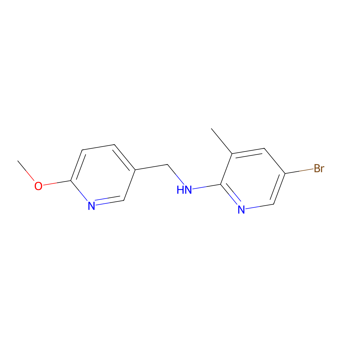 N-(5-bromo-3-methyl-2-pyridinyl)-6-methoxy-3-pyridinemethanamine molecular structure, CAS 1246889-73-5
