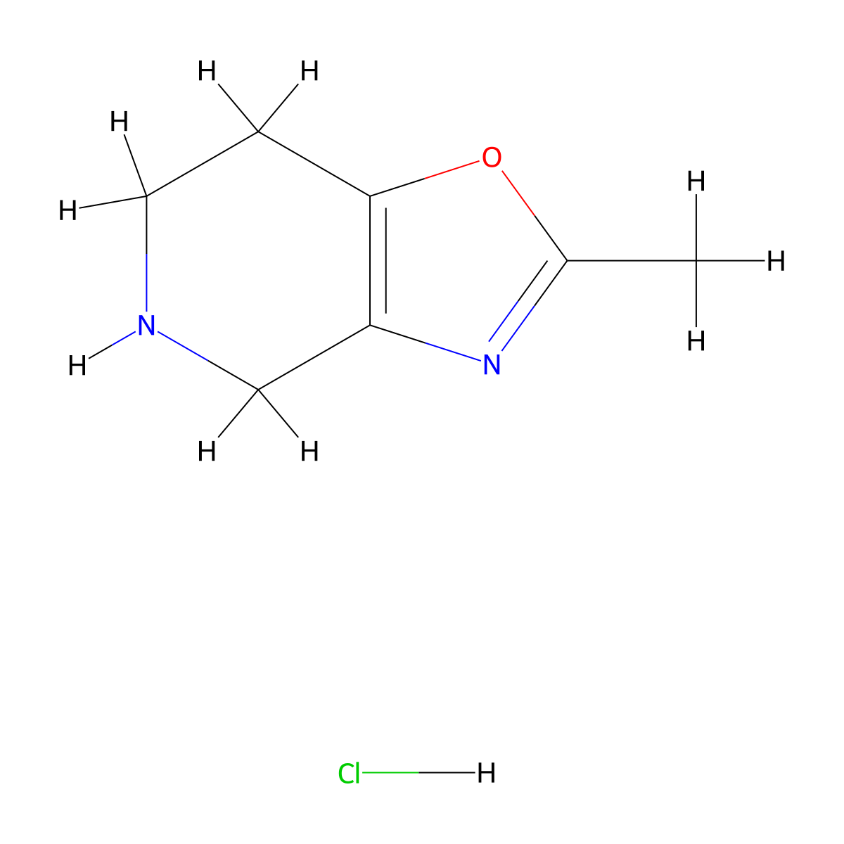 2-methyl-4H,5H,6H,7H-(1,3)oxazolo(4,5-c)pyridine hydrochloride molecular structure, CAS 1246892-18-1