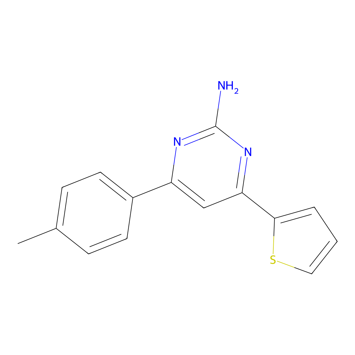 4-(4-Methylphenyl)-6-(thiophen-2-yl)pyrimidin-2-amine molecular structure, CAS 1246929-90-7