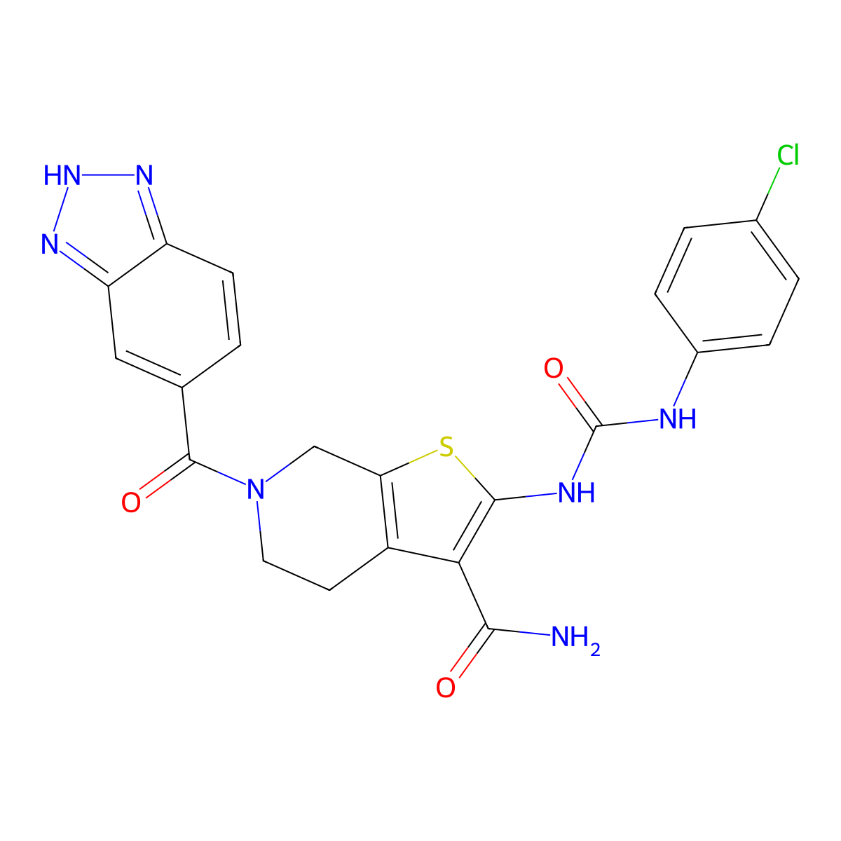 6-(1H-Benzo[d][1,2,3]triazole-5-carbonyl)-2-(3-(4-chlorophenyl)ureido)-4,5,6,7-tetrahydrothieno[2,3-c]pyridine-3-carboxamide molecular structure, CAS 1246965-91-2