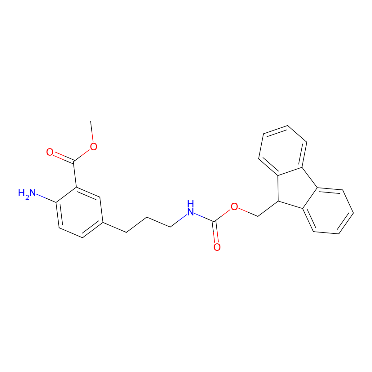 (9H-fluoren-9-yl)methyl 3-(3-(methoxycarbonyl)-4-aminophenyl)propylcarbamate molecular structure, CAS 1246999-32-5