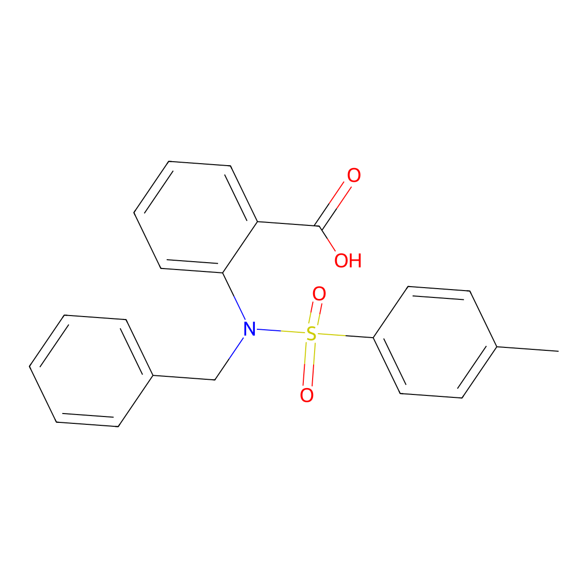2-{Benzyl[(4-methylphenyl)sulfonyl]amino}benzoic acid molecular structure, CAS 1247-56-9