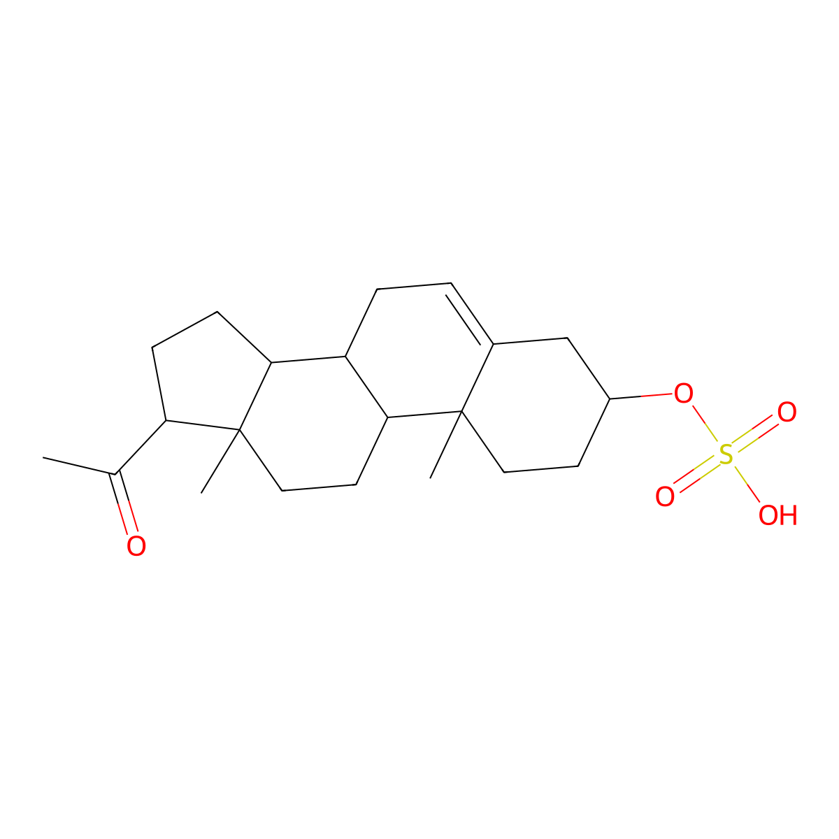 Pregnenolone sulfate molecular structure, CAS 1247-64-9