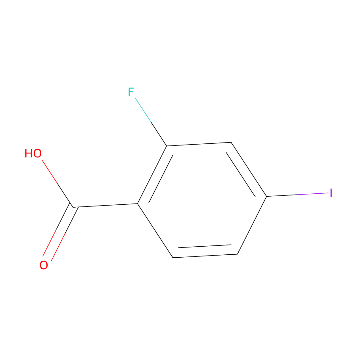 2-Fluoro-4-iodobenzoic acid molecular structure, CAS 124700-40-9