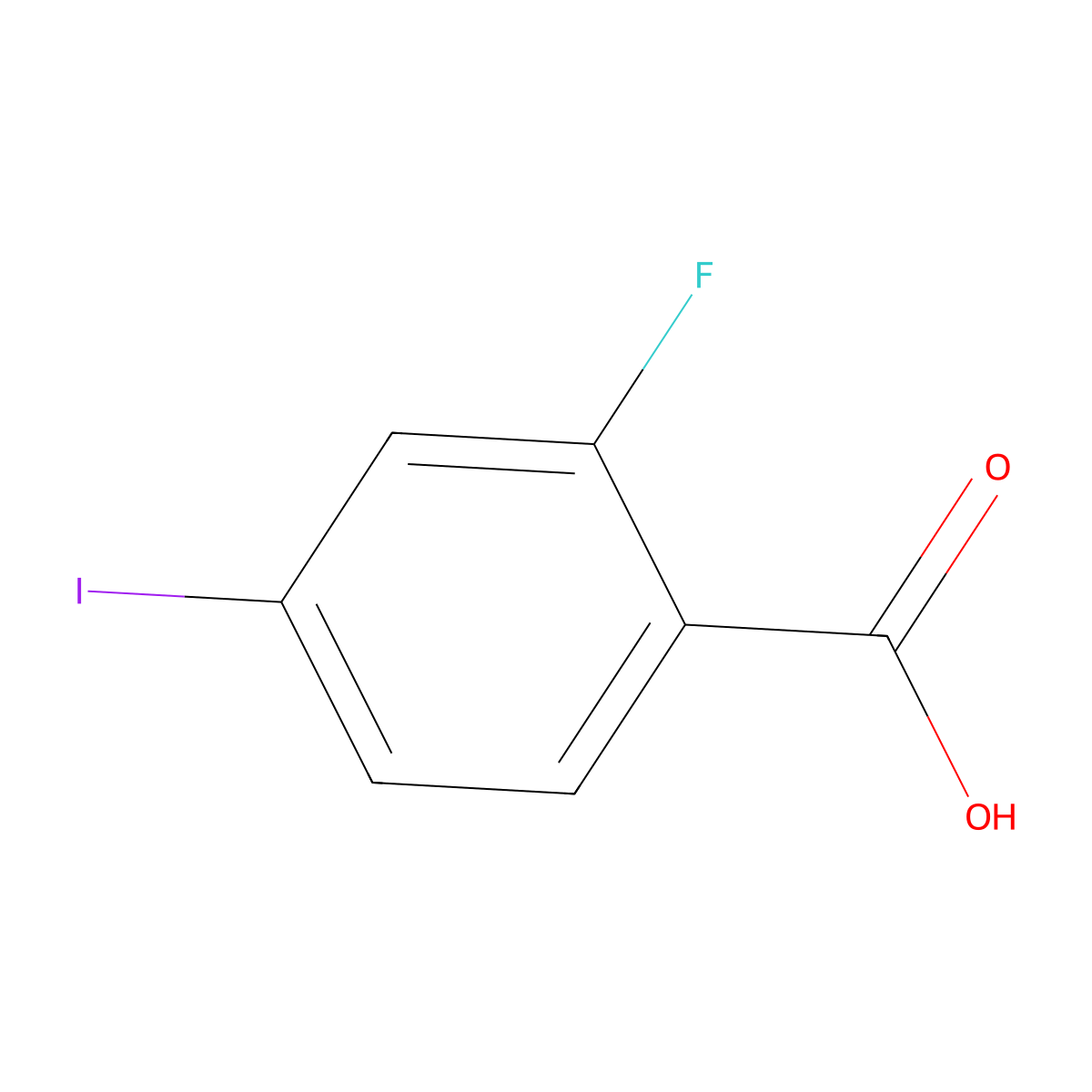 2-Fluoro-4-iodobenzoic acid molecular structure, CAS 124700-40-9