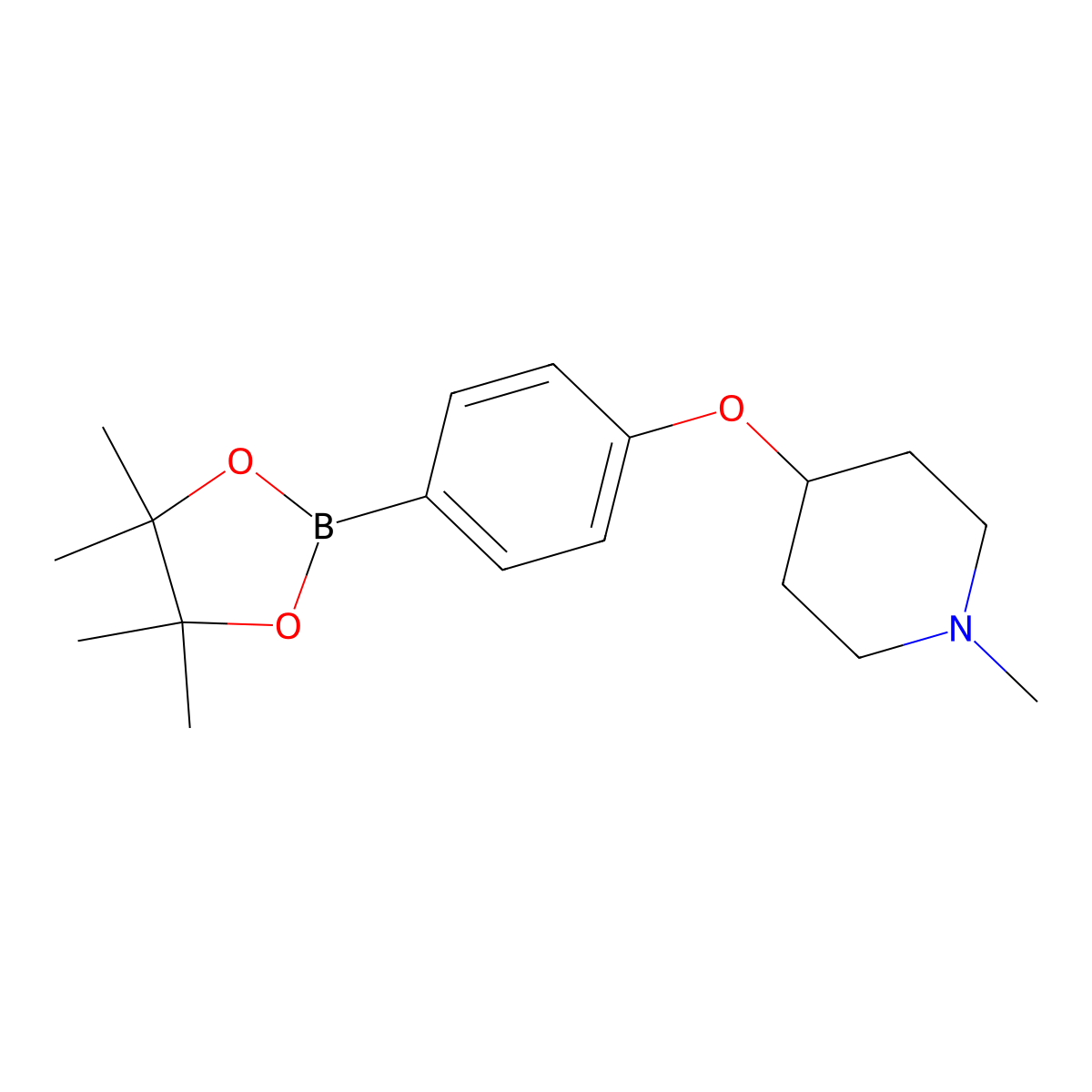 1-Methyl-4-(4-(4,4,5,5-tetramethyl-1,3,2-dioxaborolan-2-yl)phenoxy)piperidine molecular structure, CAS 1247006-48-9
