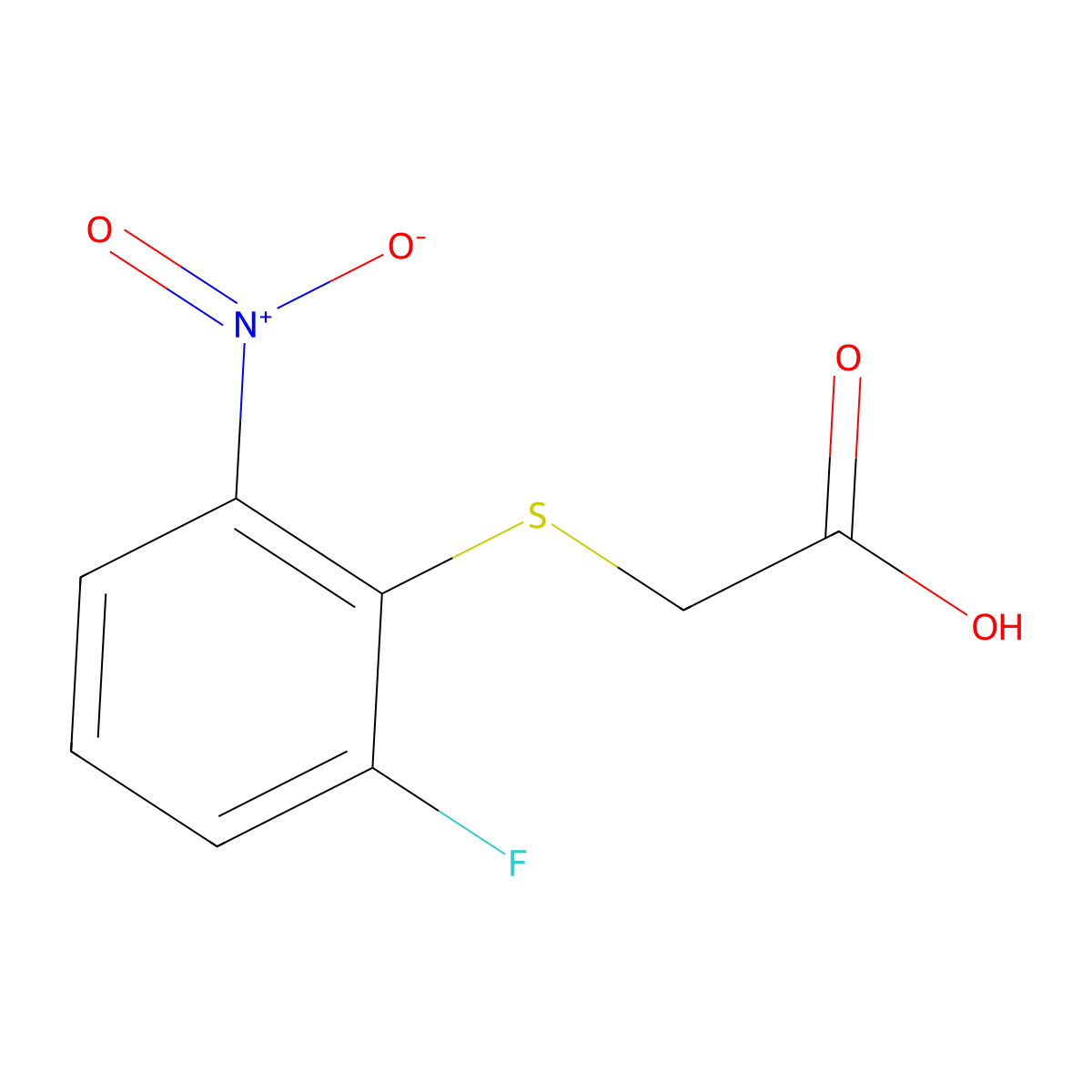 2-((2-Fluoro-6-nitrophenyl)sulfanyl)acetic acid molecular structure, CAS 1247021-61-9
