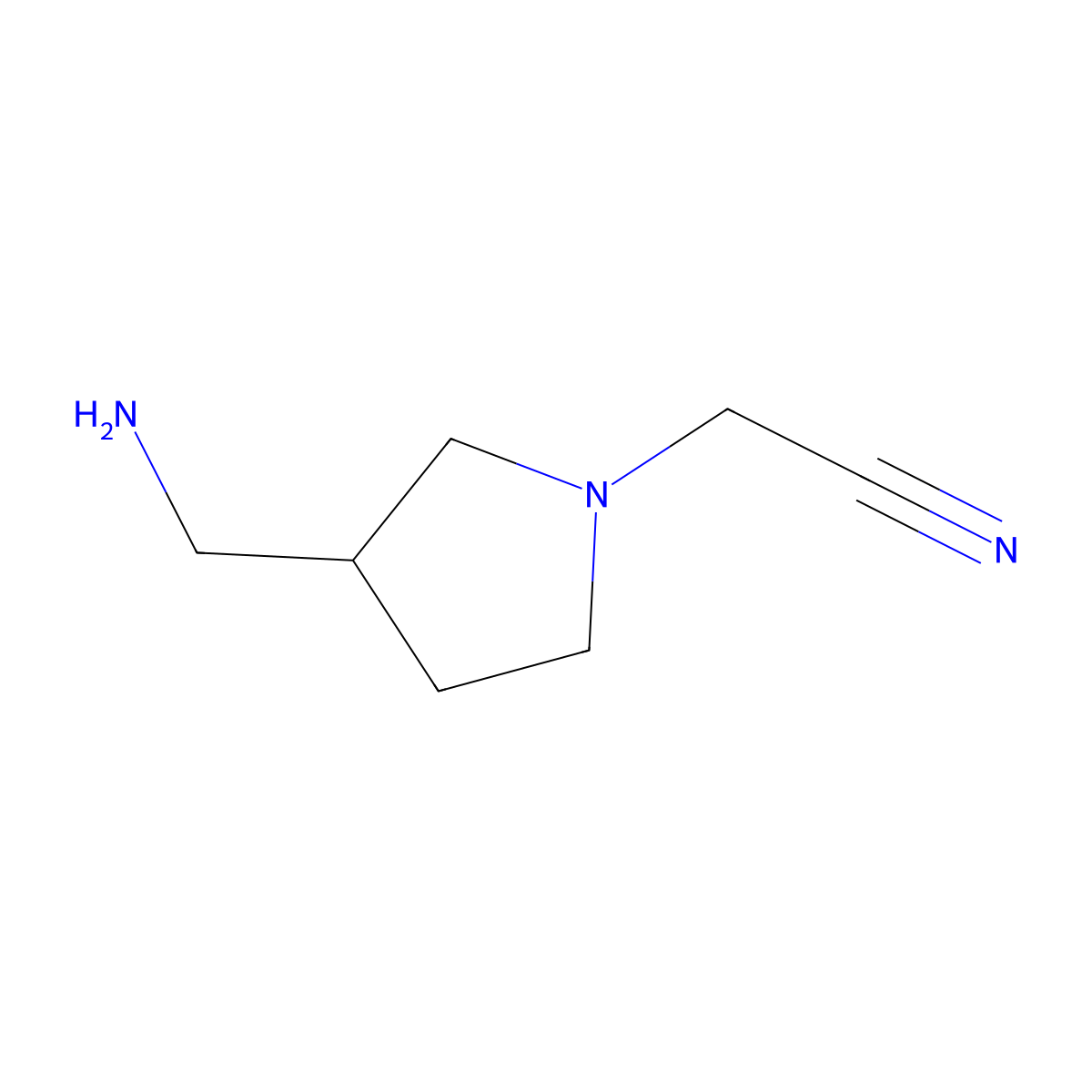 2-[3-(Aminomethyl)pyrrolidin-1-yl]acetonitrile molecular structure, CAS 1247043-18-0