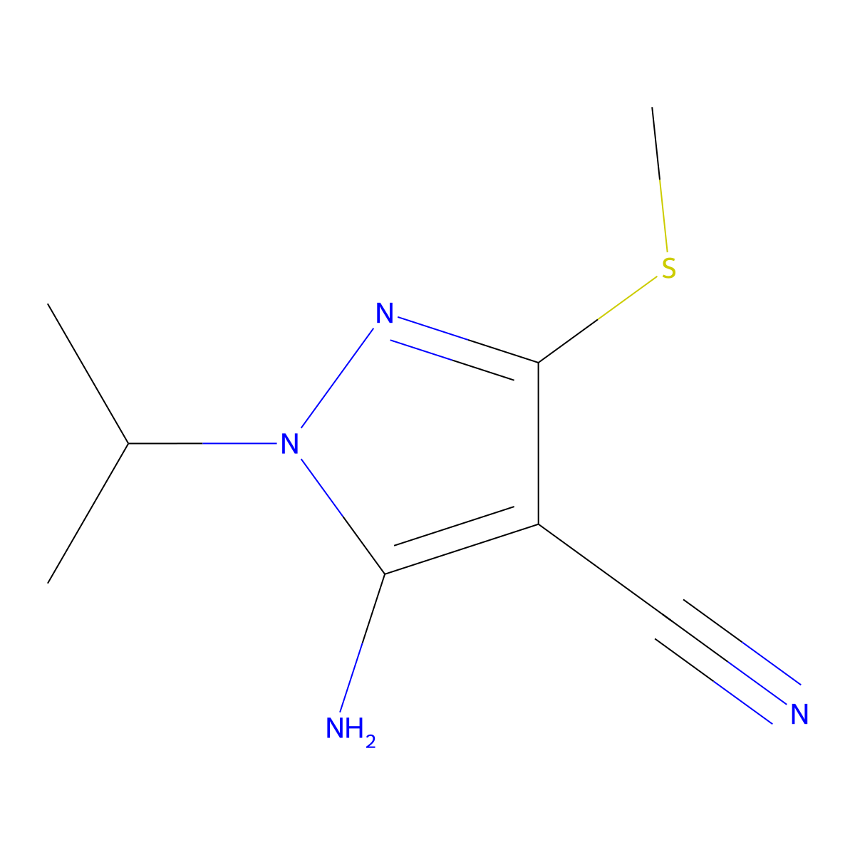 5-Amino-3-(methylsulfanyl)-1-(propan-2-YL)-1H-pyrazole-4-carbonitrile molecular structure, CAS 1247043-60-2