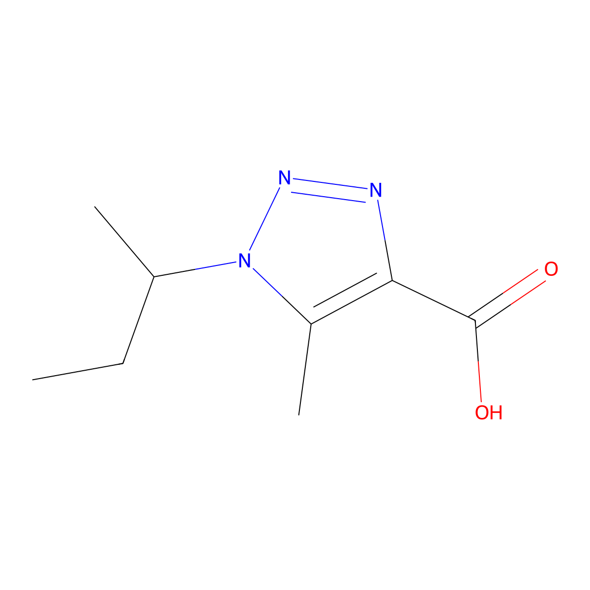 1-(butan-2-yl)-5-methyl-1H-1,2,3-triazole-4-carboxylic acid molecular structure, CAS 1247045-55-1