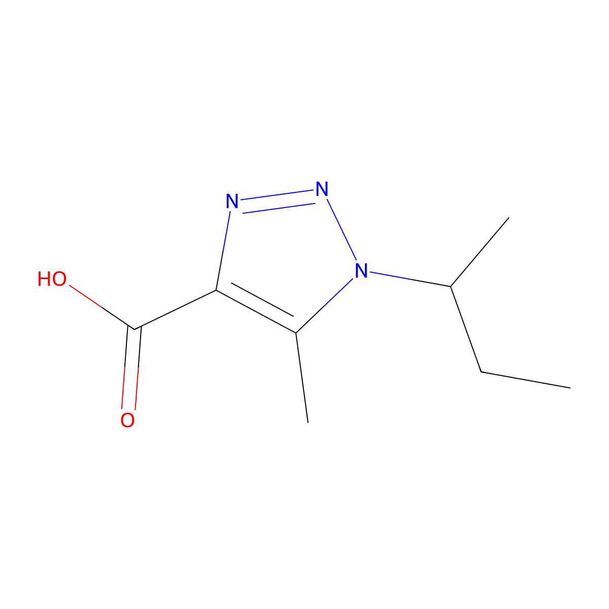 1-(butan-2-yl)-5-methyl-1H-1,2,3-triazole-4-carboxylic acid molecular structure, CAS 1247045-55-1