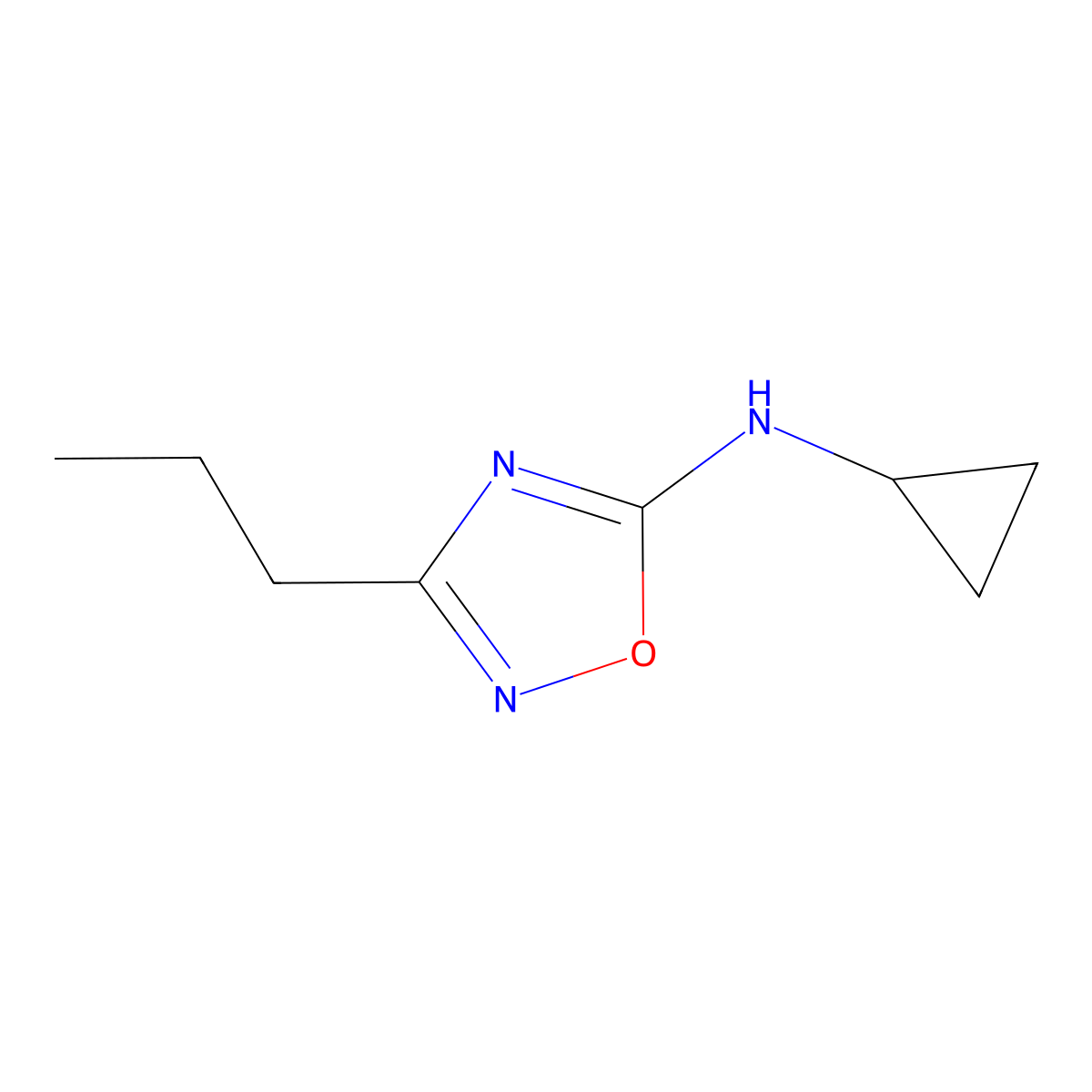 N-cyclopropyl-3-propyl-1,2,4-oxadiazol-5-amine molecular structure, CAS 1247046-75-8