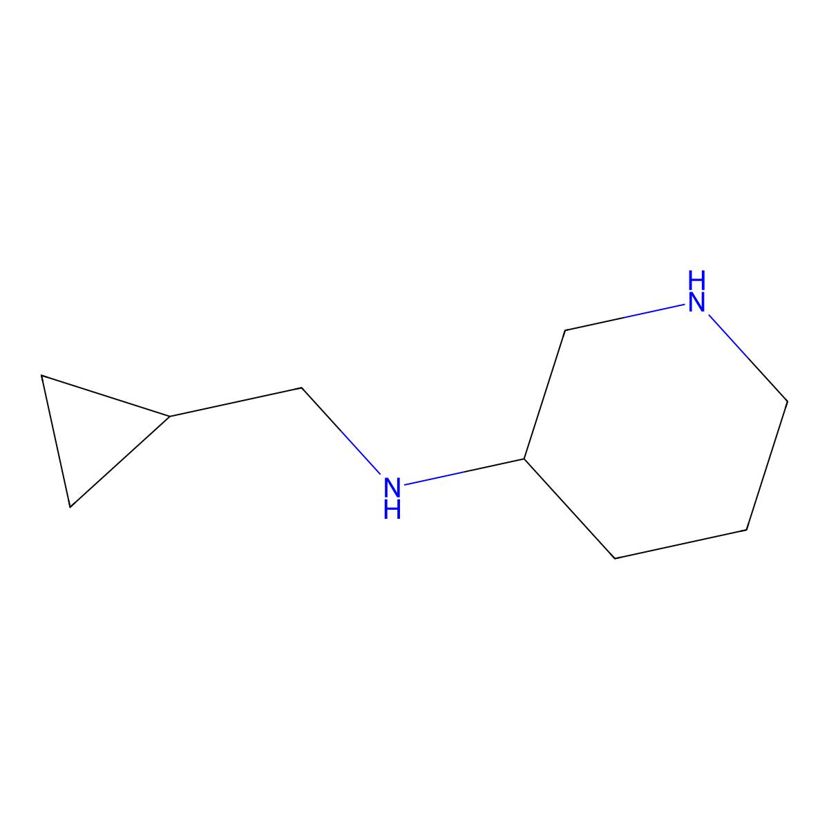 N-(cyclopropylmethyl)piperidin-3-amine molecular structure, CAS 1247047-18-2