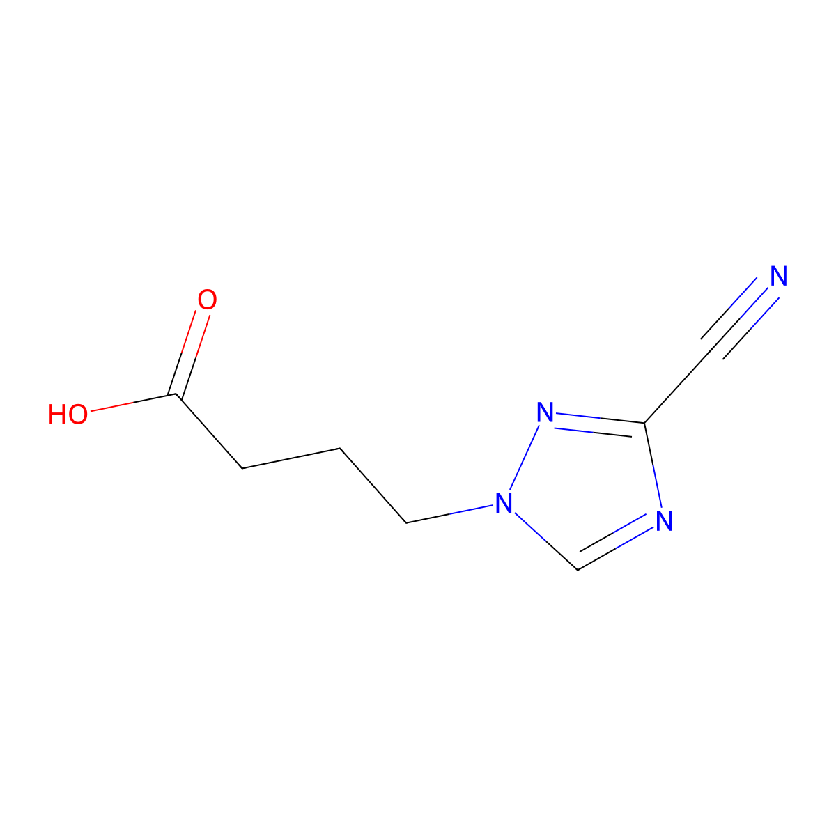 4-(3-cyano-1H-1,2,4-triazol-1-yl)butanoic acid molecular structure, CAS 1247050-59-4