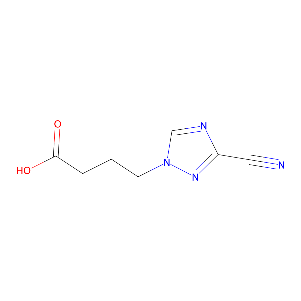4-(3-cyano-1H-1,2,4-triazol-1-yl)butanoic acid molecular structure, CAS 1247050-59-4