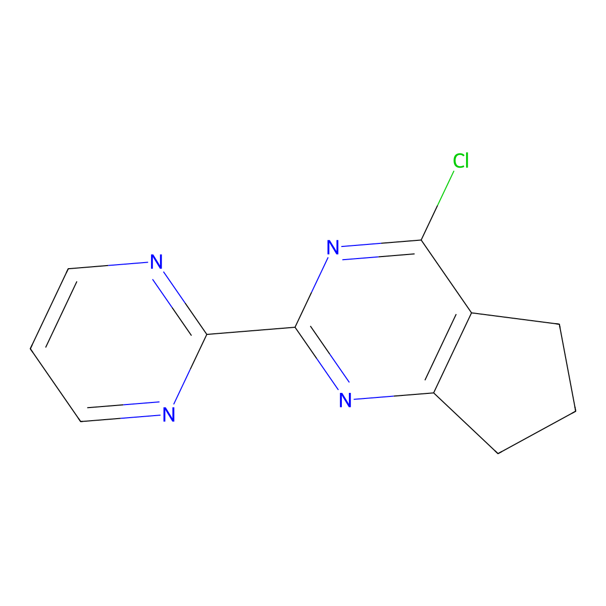 2-{4-chloro-5H,6H,7H-cyclopenta[d]pyrimidin-2-yl}pyrimidine molecular structure, CAS 1247051-22-4