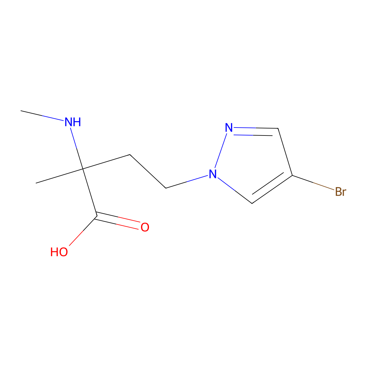 4-(4-Bromo-1h-pyrazol-1-yl)-2-methyl-2-(methylamino)butanoic acid molecular structure, CAS 1247052-27-2
