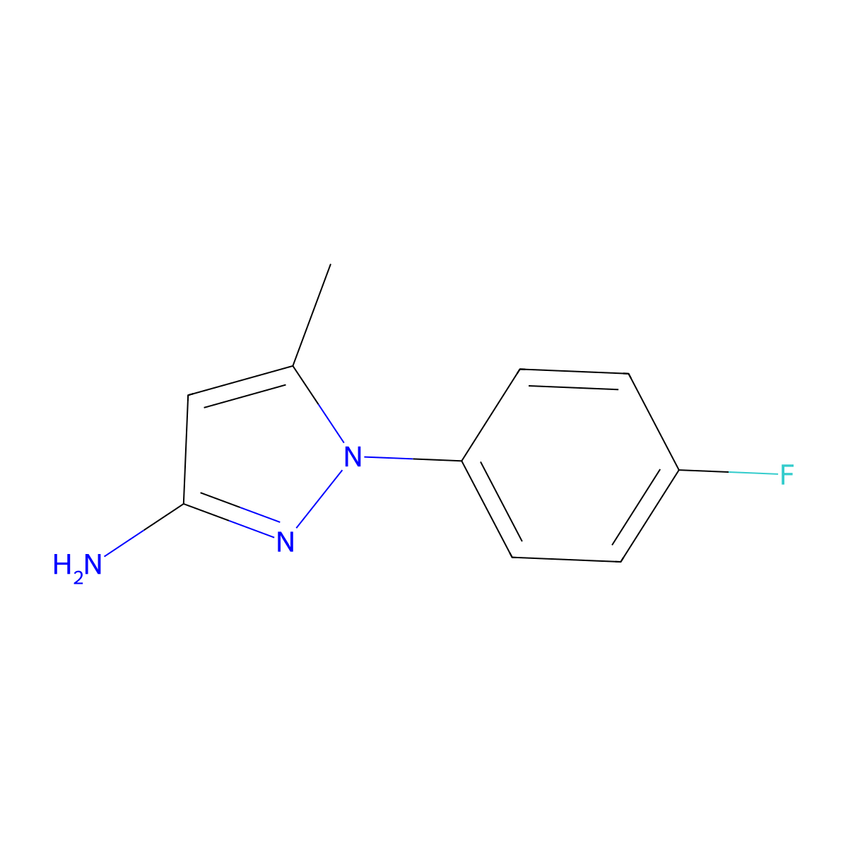 1-(4-fluorophenyl)-5-methyl-1H-pyrazol-3-amine molecular structure, CAS 1247053-40-2