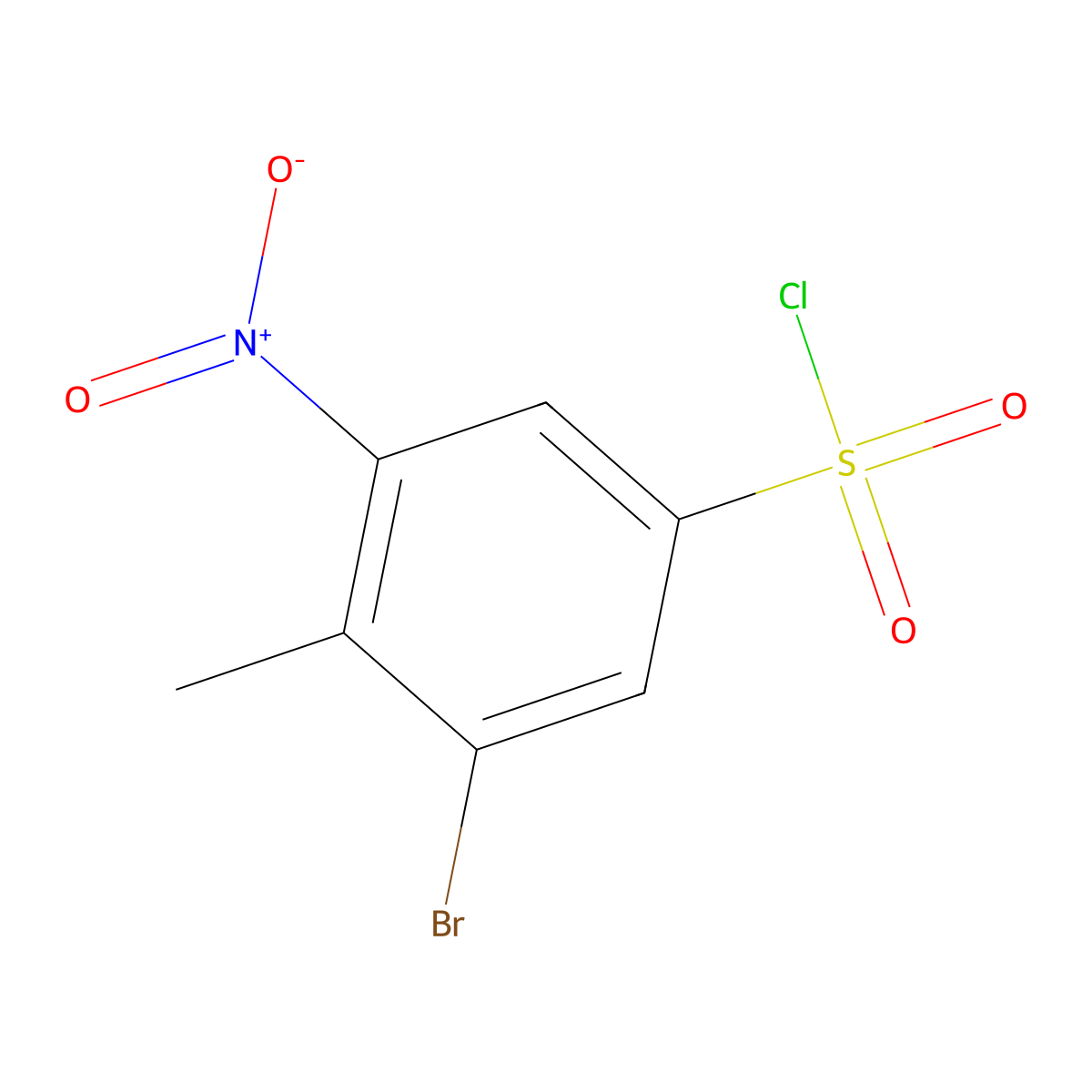 3-Bromo-4-methyl-5-nitrobenzene-1-sulfonyl chloride molecular structure, CAS 1247054-40-5