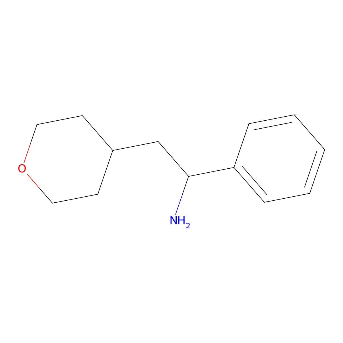 2-(Oxan-4-yl)-1-phenylethan-1-amine molecular structure, CAS 1247055-75-9