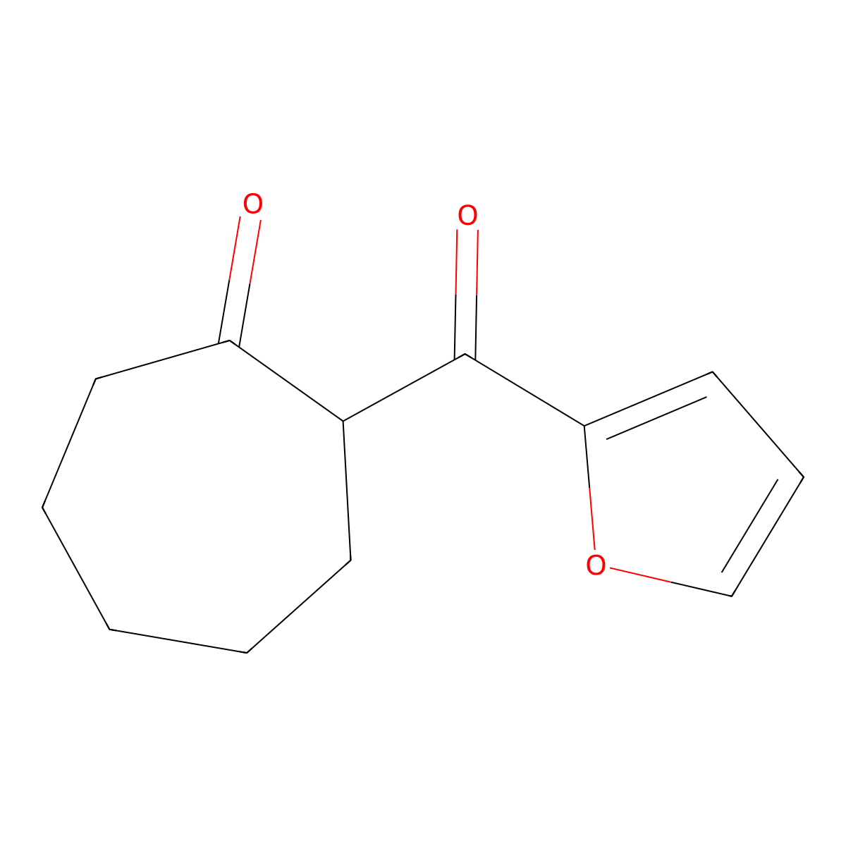 2-(Furan-2-carbonyl)cycloheptan-1-one molecular structure, CAS 1247059-20-6