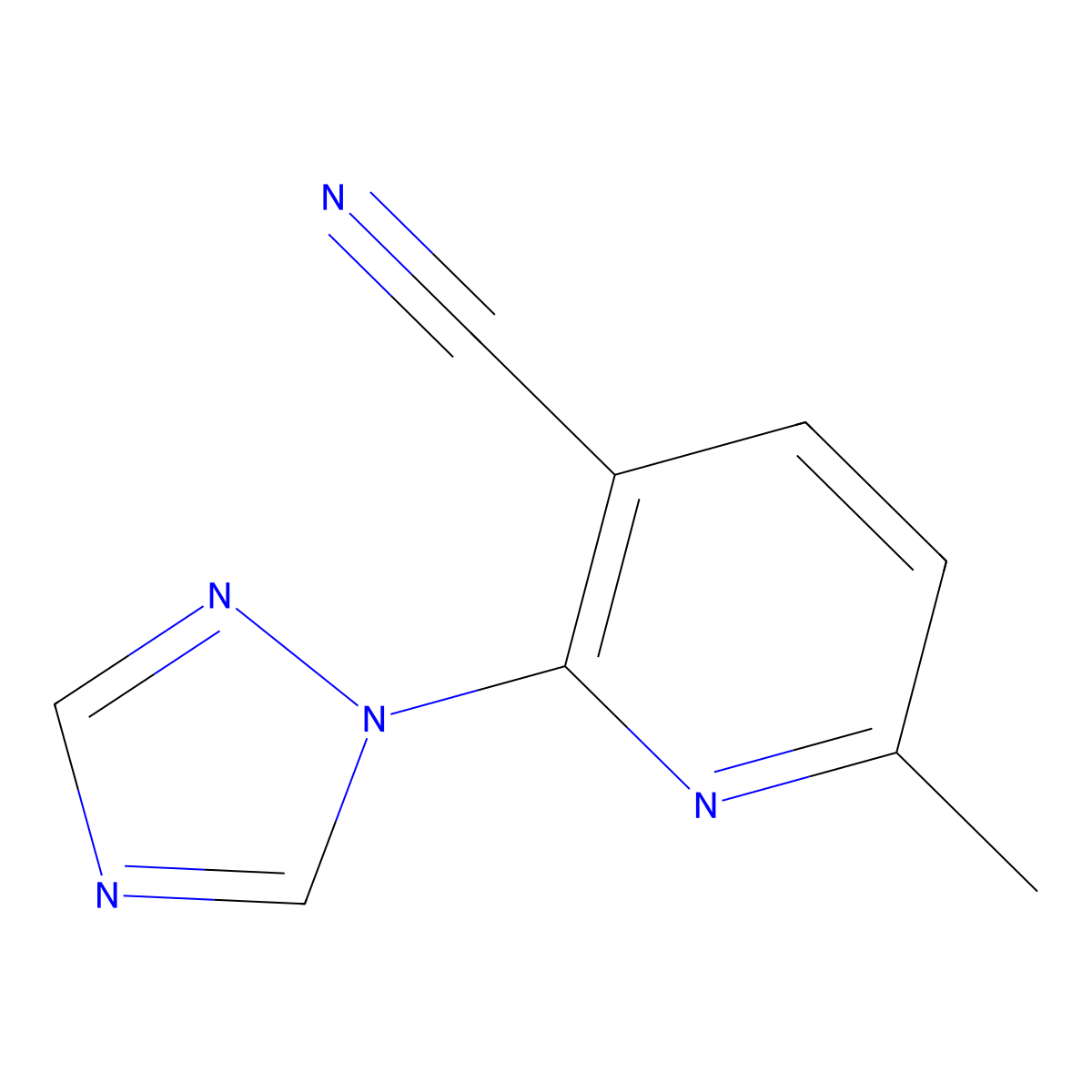 6-Methyl-2-(1H-1,2,4-triazol-1-yl)-3-pyridinecarbonitrile molecular structure, CAS 1247060-11-2