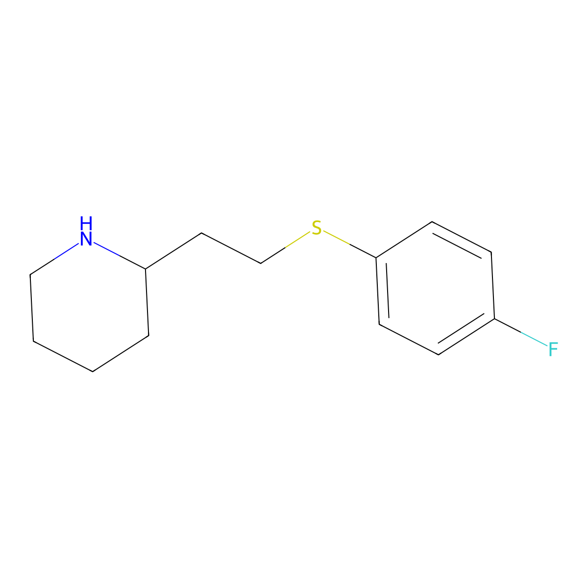 2-{2-[(4-Fluorophenyl)sulfanyl]ethyl}piperidine molecular structure, CAS 1247061-41-1