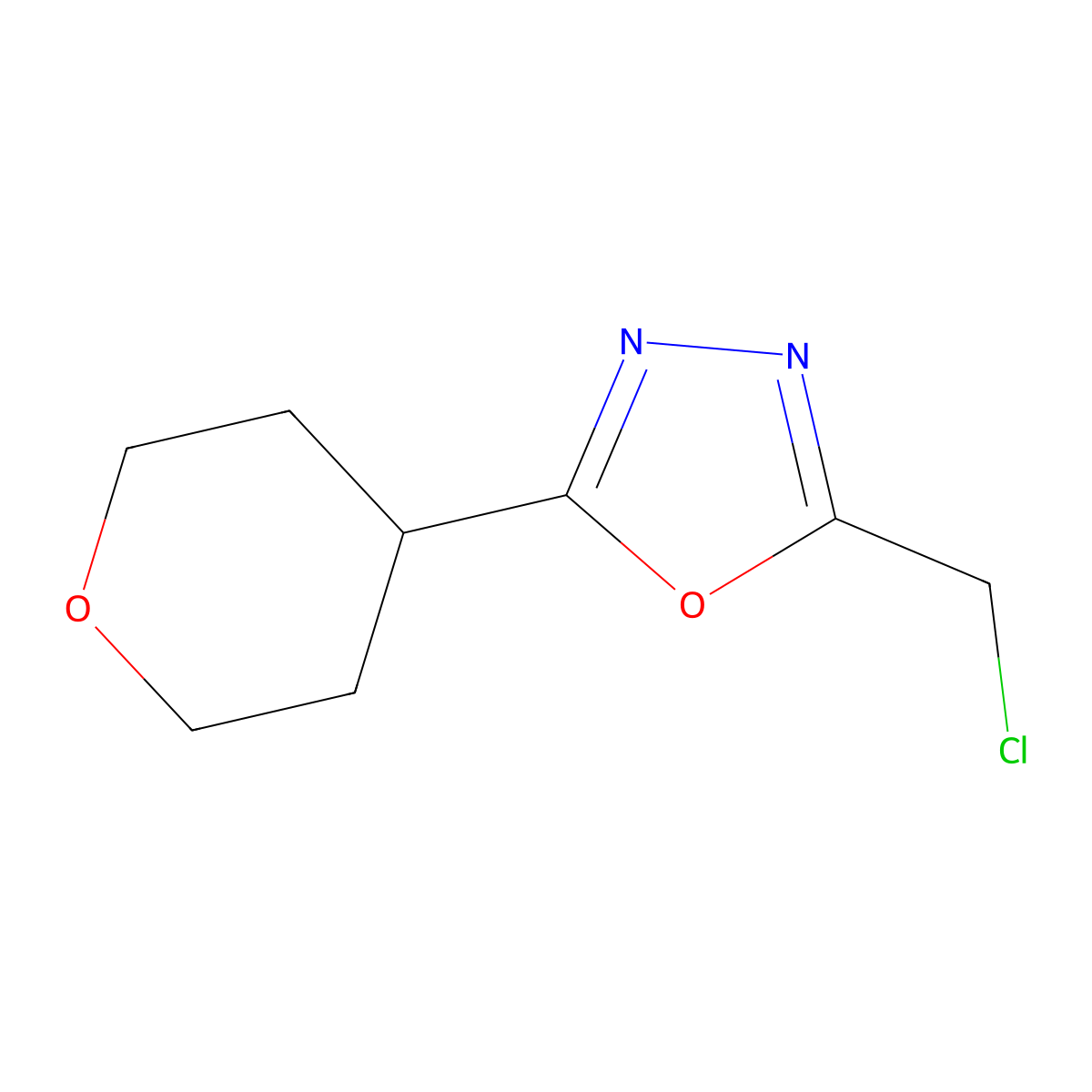 2-(Chloromethyl)-5-(oxan-4-yl)-1,3,4-oxadiazole molecular structure, CAS 1247061-97-7